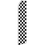 Checkered, Black, White Feather Banner 11.5'x2.5'
