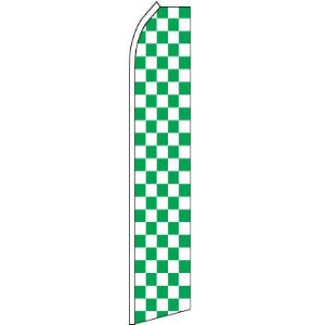 Checkered, Green, White Feather Banner 11.5'x2.5'