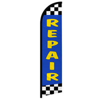 Feather Flags - Auto & Vehicle - Auto Repair - Yellow/Blue Checker - 11.5'x2.5'