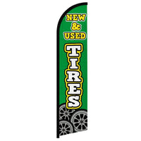 Feather Flags - Auto & Vehicle - Auto Tires - White/Green - 11.5'x2.5'