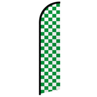 Feather Flags - Checkered Designs - Checkered - Green/White - 11.5'x2.5'