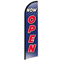 Feather Flags - Retail & Promotions - Now Open - Blue/Red - 11.5'x2.5'