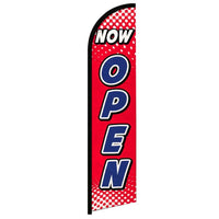Feather Flags - Retail & Promotions - Now Open - Red/Blue - 11.5'x2.5'