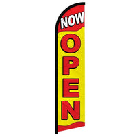 Feather Flags - Retail & Promotions - Now Open - Red/Yellow - 11.5'x2.5'