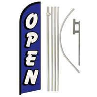 Feather Flags - Retail & Promotions - Open - White/Blue - 11.5'x2.5'
