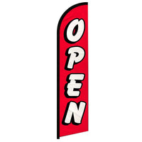 Feather Flags - Retail & Promotions - Open - White/Red - 11.5'x2.5'