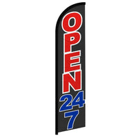 Feather Flags - Retail & Promotions - Open 24/7 - Standard - 11.5'x2.5'