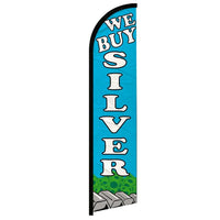Feather Flags - Business & Local Services - Silver Buy - White/Blue - 11.5'x2.5'