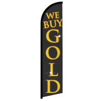 Feather Flags - Retail & Promotions - We Buy Gold - Black - 11.5'x2.5'