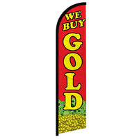 Feather Flags - Retail & Promotions - We Buy Gold - Red - 11.5'x2.5'