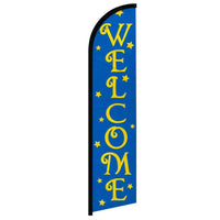 Feather Flags - Retail & Promotions - Welcome - Yellow/Blue - 11.5'x2.5'
