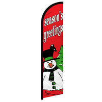 Feather Flags - Christmas - Xmas Season Greetings Snowman - Standard - 11.5'x2.5'