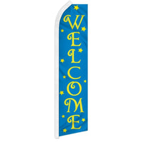 Blade Flags - Retail & Promotions - Welcome - Yellow/Blue - 11.5'x2.5'