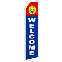 Blade Flags - Retail & Promotions - Welcome Happy Face - Standard - 11.5'x2.5'