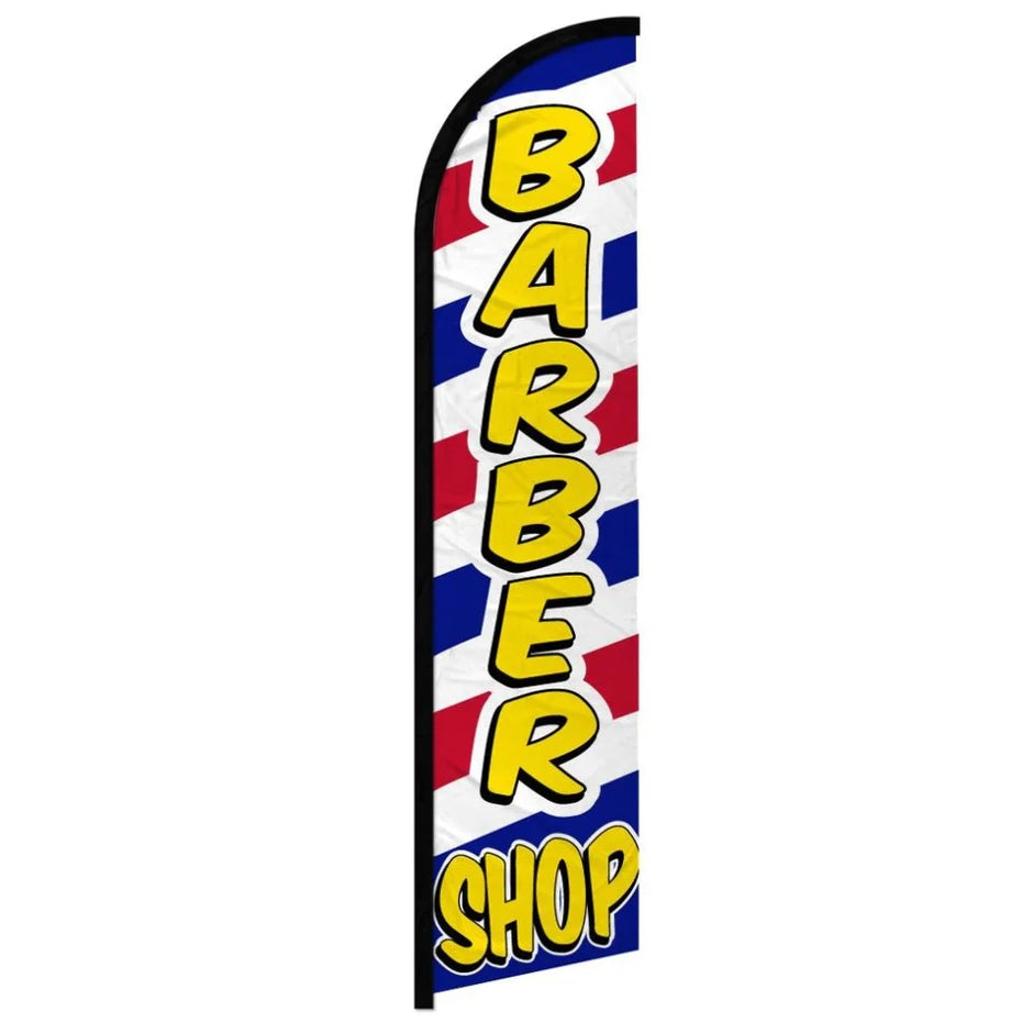 Feather banner, 11.2'x2.5' Barber Shop letters