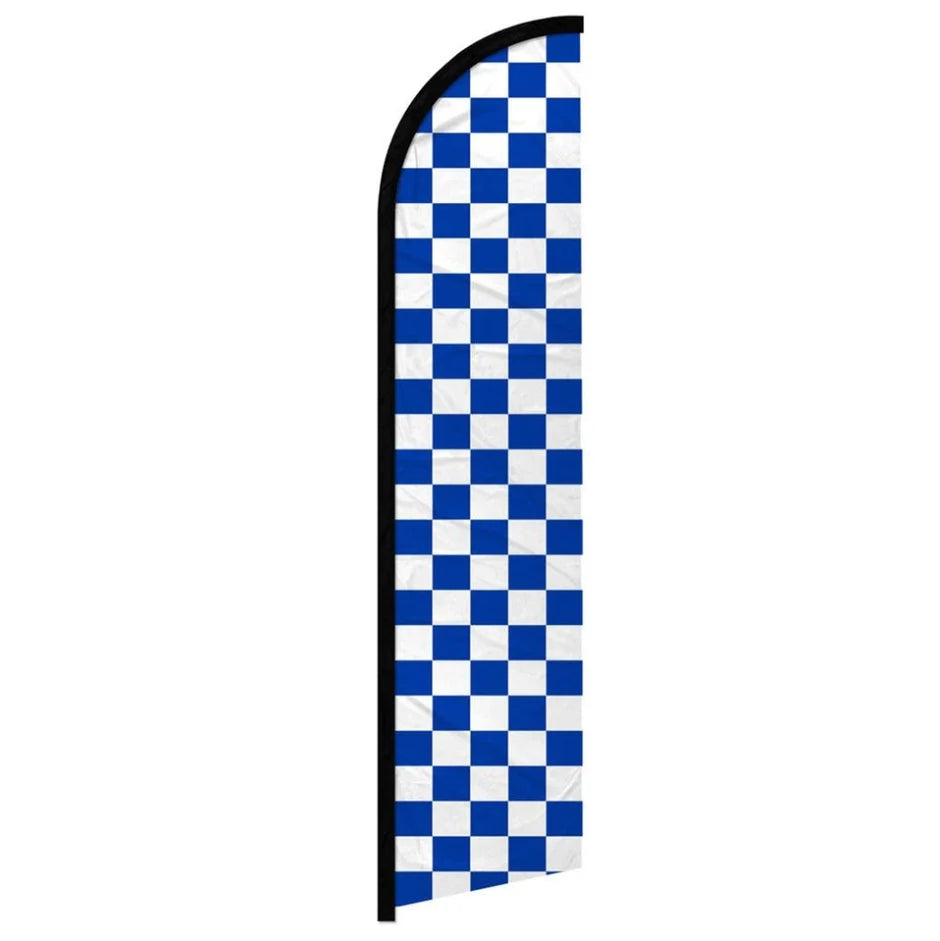 Feather banner, 11.2'x2.5' Checkered-Blue/White