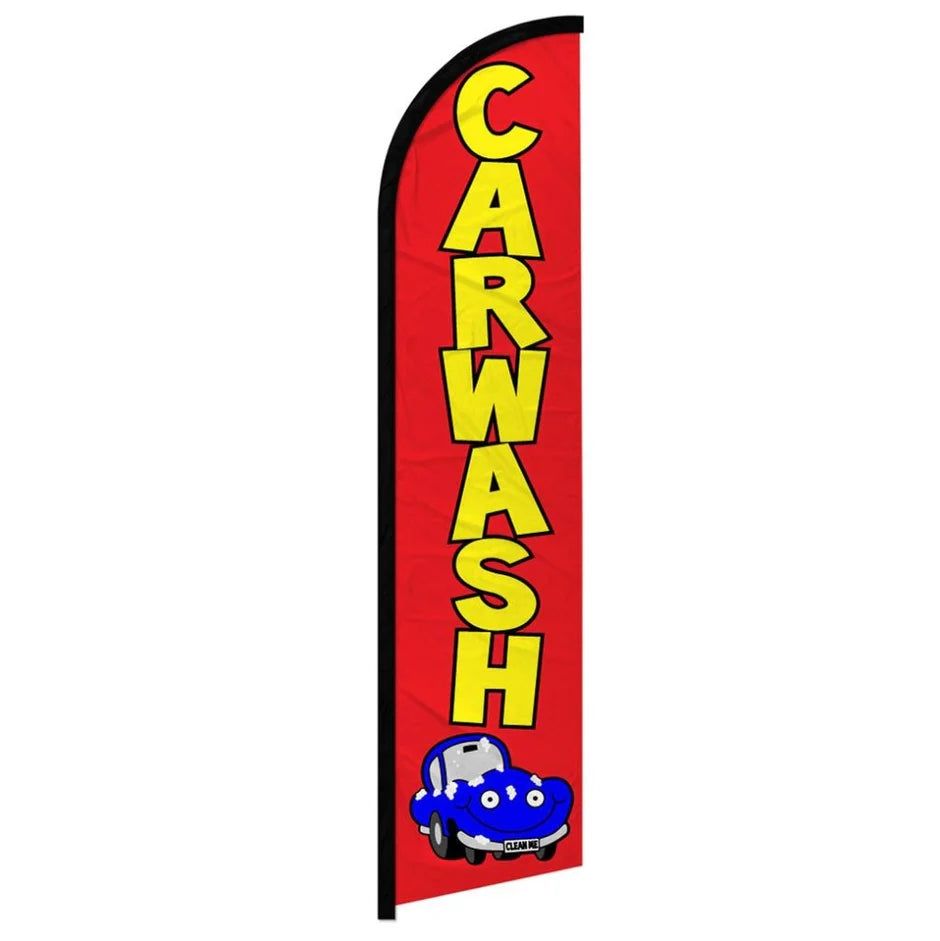 Feather banner, 11.2'x2.5' Car Wash (red)