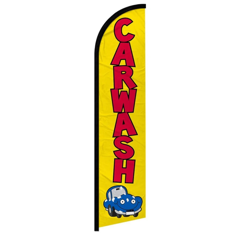 Feather banner, 11.2'x2.5' Car Wash (yellow)
