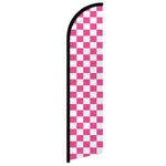 Feather banner, 11.2'x2.5' Checkered-pink/w (Copy)