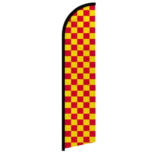 Feather banner, 11.2'x2.5' Checkered-red/yellow