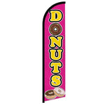 Feather banner, 11.2'x2.5' Donuts, pink