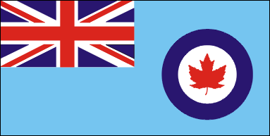 Flag with Union Jack and Royal Canadian Air Force roundel on a blue background