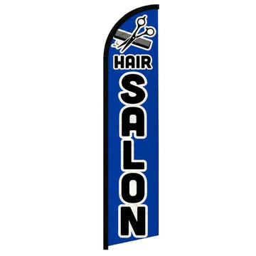 Feather banner, 11.2'x2.5' Hair Salon, Blue