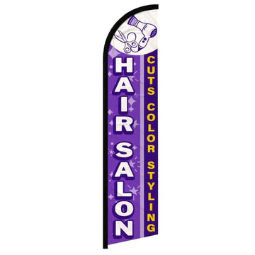 Feather banner, 11.2'x2.5' Hair Salon, Purple