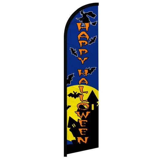 Feather banner, 11.2'x2.5' Happy Halloween