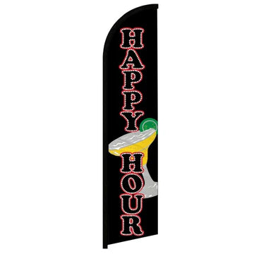 Feather banner, 11.2'x2.5' Happy Hour