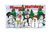 Xmas, Happy Holidays Snowmen Flag