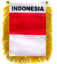 Indonesian flag with tassels on a white background