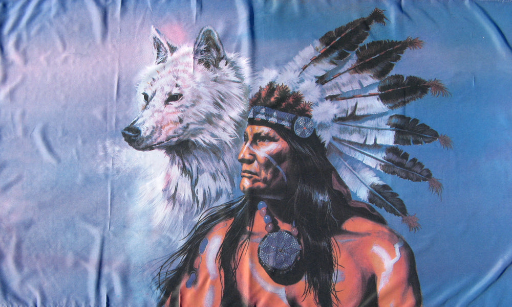 Indian Chief Wolf Flag