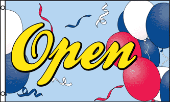 Open, Balloons Flag
