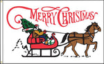 White Christmas Greetings with Santa Sleigh 3'x 5' Nylon (HD)