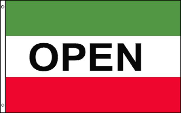 Message "OPEN"  36" x 60" Flag   (Green/White/Red)
