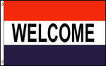 Message "Welcome" 3'x 6' Flag  (Red/White/Blue)