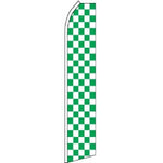 Checkered, Green, White Feather Banner 11.5'x2.5'