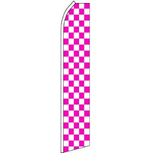 Checkered, Pink, White Feather Banner 11.5'x2.5'