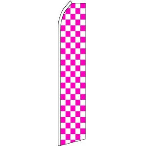 Checkered, Pink, White Feather Banner 11.5'x2.5'
