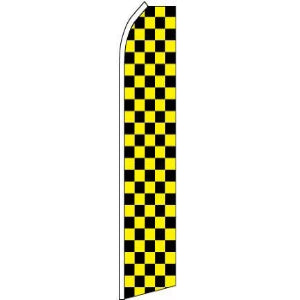 Checkered, Black, Yellow Feather Banner 11.5'x2.5'