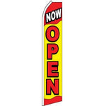 Now Open, Red, Yellow Feather Banner 11.5'x2.5'