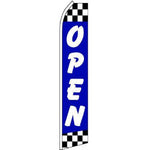 Open, Blue, Checkered Blade Banner 11.5'x2.5'