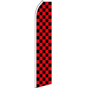Checkered, Red, Black Feather Banner 11.5'x2.5'
