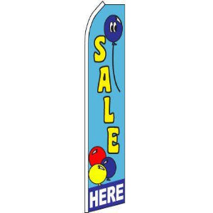 Sale, Here, Balloons Feather Banner 11.5'x2.5'