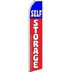 Self Storage, Red, Blue Feather Banner 11.5'x2.5'