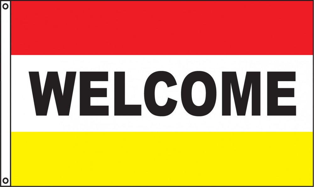 Welcome Yellow & Red 3'x 5' nylon