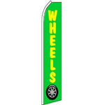 Wheels, Green Feather Banner 11.5'x2.5'
